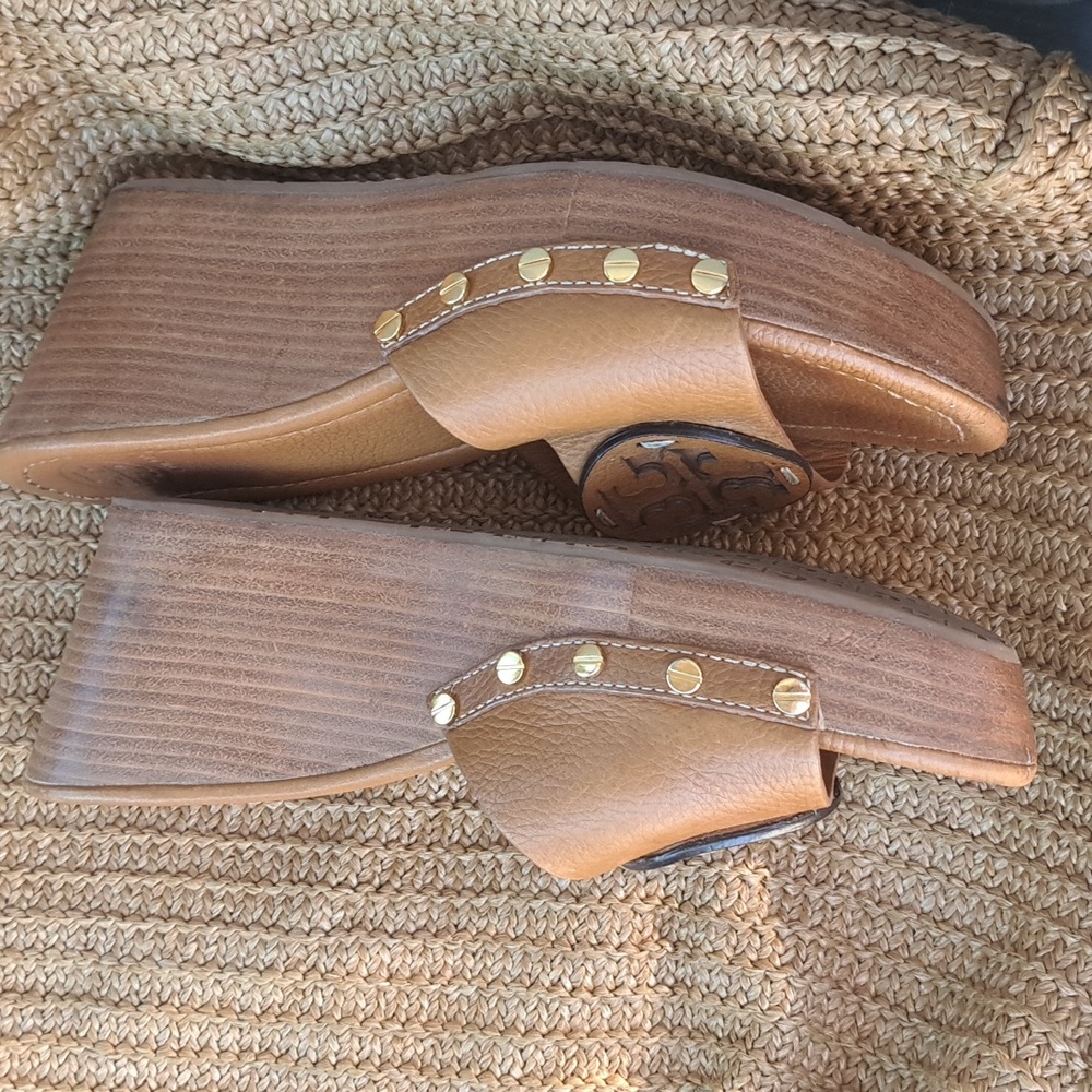 Tory Burch Tan Patti leather sandal Wedges - Picture 6 of 8